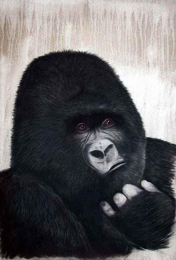 Molho gorilla-ape-monkey Thierry Bisch Contemporary painter animals painting art  nature biodiversity conservation 